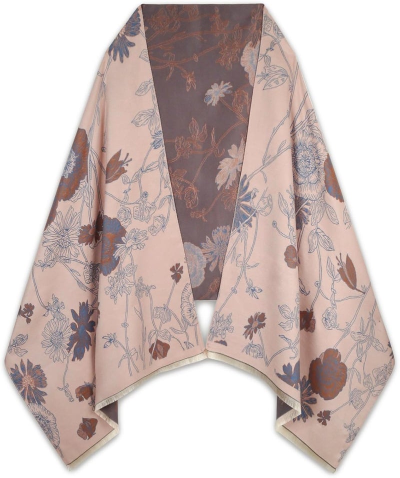 EXTREE Scarfs for Women Pashmina Silky Shawl Wrap for Evening Dressing Blanket Open Front Poncho Cape - Image 1